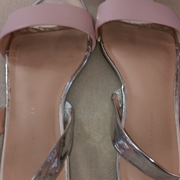 Zara Trafaluc blush pink and silver slides - Picture 5 of 5
